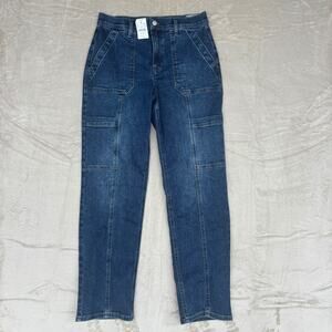 J.Crew Premium Edition Straight Leg Cargo Jeans Womens 28 Blue Denim Pants - NWT